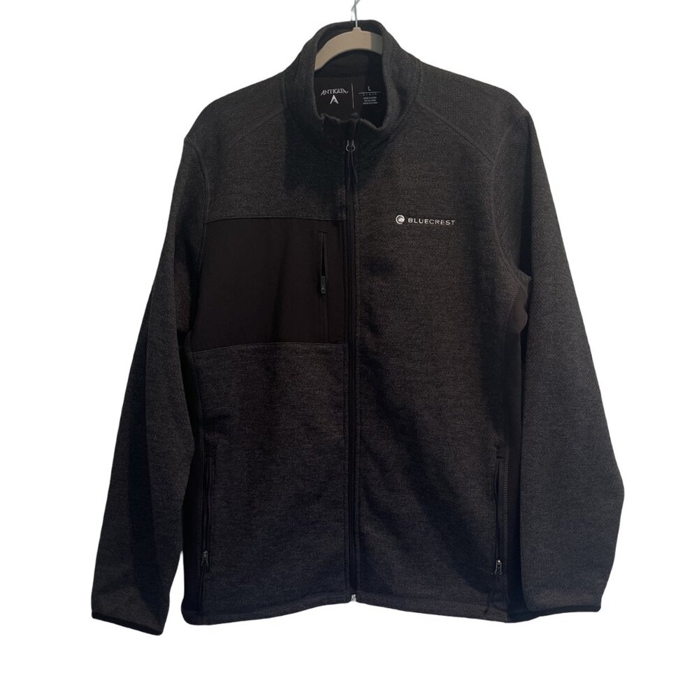 Antigua Jacket Mens Large Black Soft Shell Lined Zip Up Pockets